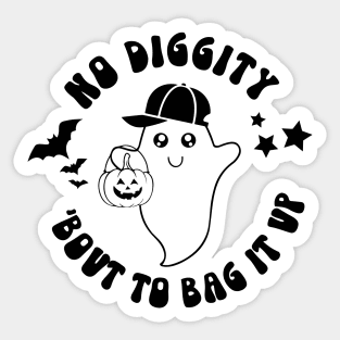 No Diggity Bout To Bag It Up Boy Ghost Boy Halloween Sticker